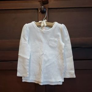 White l/s waffle t-shirt with silver threads